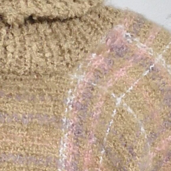 NWT Cherie Bliss Ladies Free Size Tan White Pink Purple Pattern Turtleneck Cape - Picture 7 of 7